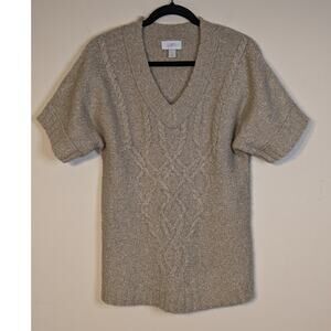 LOFT Womens XS Wool Linen Cable Knit Sweater Old Money Quiet Luxury Winter Layer